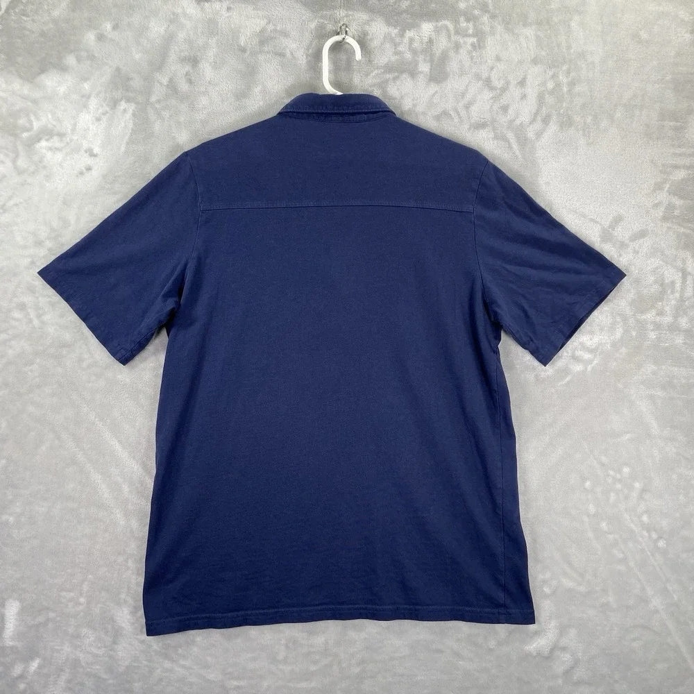 Criquet Shirt Mens Medium Polo Short Sleeve Pullover Organic Cotton Navy Blue